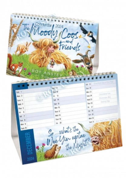 lilypond gifts mindin calendar animals scottish scotland moody coo