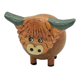 Standing Mini Ginger Wooden Highland Cow Ornament by Langs
