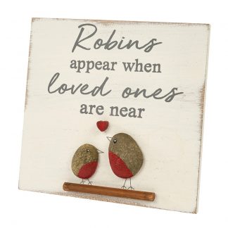 Robin Pebble Art Plaque by Langs