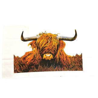 Highland Cow Tea Towel by Nick Field Art