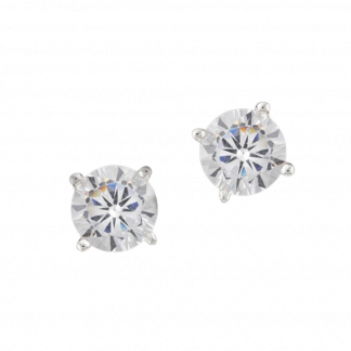 Solitaire Silver Plated Stud Earrings by Equilibrium