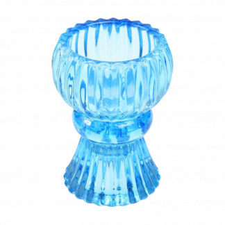 Blue Double-ended Taper/Tealight Glass Candle Holder (8cm)