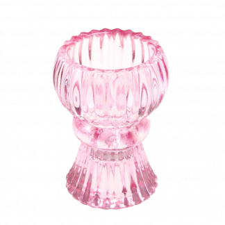 Pink Double-ended Taper/Tealight Glass Candle Holder (8cm)