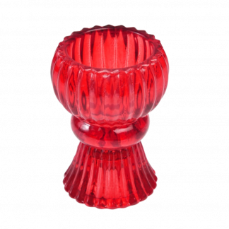 Red Double-ended Taper/Tealight Glass Candle Holder (8cm)
